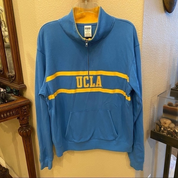 PINK Victoria's Secret Tops - PINK VICTORIA’S SECRET Blue UCLA 1/4 Zip Sweatshirt Size Medium